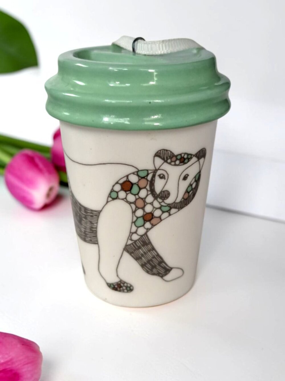 Starbucks Polar Bear Ceramic 2017 Christmas Ornament ToGo Coffee Cup Tumbler